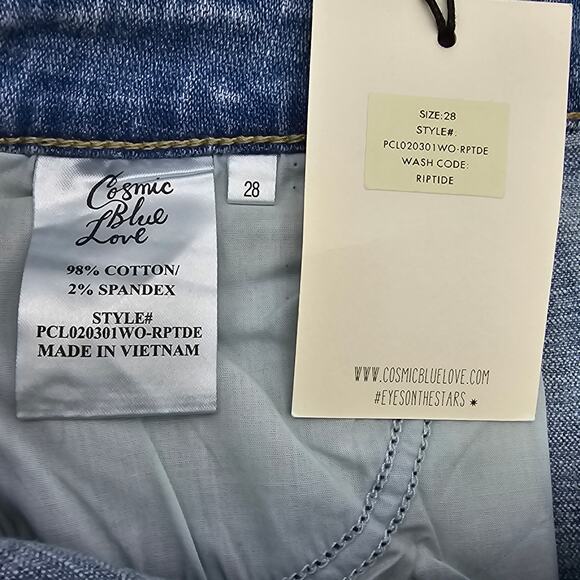 Cosmic Blue Love Womans 28/6 Jodie Midrise Denim Blue Jean Shorts in Riptide NEW - Picture 7 of 8